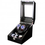 Cumpara ieftin Cutie intors ceasuri automatice iUni, Watch Winder 2 + 3 spatii depozitare Carbon