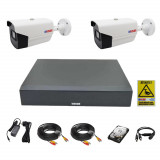 Sistem supraveghere 2 camere exterior 2MP 1080P full hd IR 40m, DVR 4 canale, accesorii full, hard 500GB SafetyGuard Surveillance, Rovision