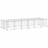 Cumpara ieftin Cusca animale de companie cu usa 28 panouri negru 210x70x35 cm otel