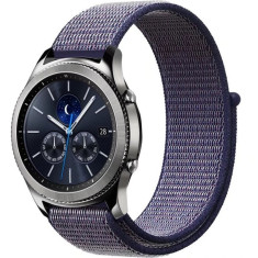 Curea ceas Smartwatch Samsung Gear S3, iUni 22 mm Soft Nylon Sport, Midnight Blue foto