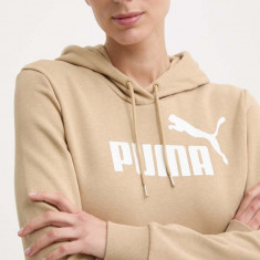 Puma bluză femei, culoarea bej, cu glugă, imprimeu, 586797