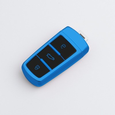 Husa Cheie VW Passat CC Passat B6 B7, Tpu, Albastra - Pentru modelul cu keyless foto