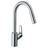 Cumpara ieftin Baterie de bucatarie, Hansgrohe, Focus M41 240, monocomanda cu pipa extractibila, crom