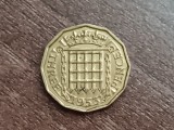 M3 C50 - Moneda foarte veche - Anglia - three pence - 1953