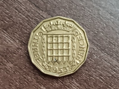 M3 C50 - Moneda foarte veche - Anglia - three pence - 1953 foto