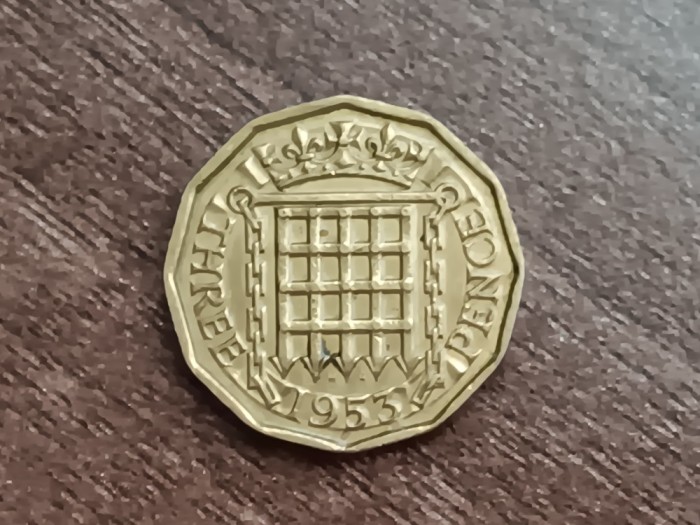M3 C50 - Moneda foarte veche - Anglia - three pence - 1953