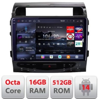 Navigatie Toyota Land Cruiser V8 L200 2009-2020 Qled 2K Octa Core 16+512 LTE 4G DSP Wifi 5Ghz android auto carplay radio gps internet kit-381-type-b+E foto