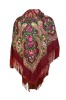 Esarfa tip sal cu flori, Dacali, grena, 107 x107 cm, Marime universala