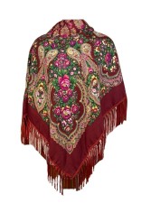 Esarfa tip sal cu flori, Dacali, grena, 107 x107 cm