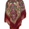 Esarfa tip sal cu flori, Dacali, grena, 107 x107 cm