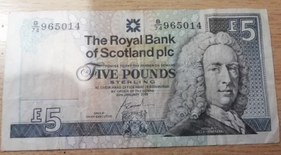 M1 - Bancnota foarte veche - Marea Britanie - Scotia - 5 lire sterline foto
