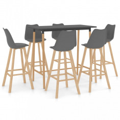 Set mobilier de bar, 7 piese, gri foto