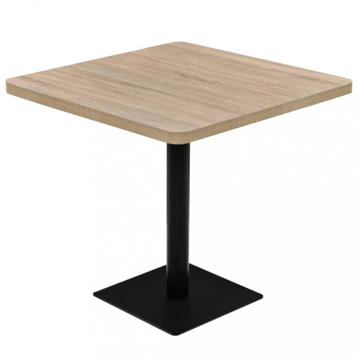 vidaXL Masă bistro, MDF și oțel, pătrată, 80x80x75 cm, culoare stejar