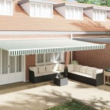 vidaXL Baldachin Verde și alb 580 x 20 cm P&acirc;nză 42000812