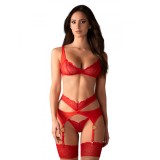 Set Cupide Desir 3-pcs Obsessive, Rosu, S/M