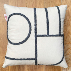 Perna, Nanna Organic Woven Punch Pillow With Ä°nsert, 43x43 cm, Bumbac, Gri