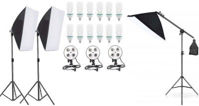 Kit 3 softbox cu geanta transport macara soclu de 4 becuri plus 12x bec 150W foto