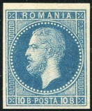 1880 , Lp 38 , Carol I , PARIS - 10 Bani albastru nedantelat , fara guma