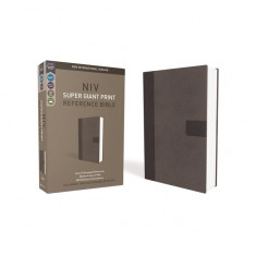 NIV, Super Giant Print Reference Bible, Giant Print, Imitation Leather, Gray, Red Letter Edition