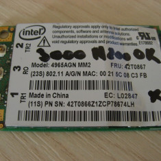 Placa wireless laptop Lenovo 3000 N200, Intel 4965AGN MM2, 42T0867, L02847