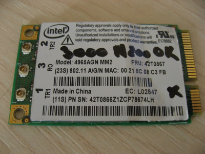 Placa wireless laptop Lenovo 3000 N200, Intel 4965AGN MM2, 42T0867, L02847 foto