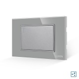 Cumpara ieftin Intrerupator cap scara Luxion cu rama din sticla gri, standard italian 3M