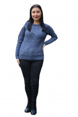 Pulover tricotat Jenny,model deosebit,3D,albastru foto