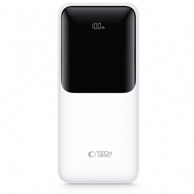 Baterie Externa Tech-Protect PB02, 20000mAh, 22.5W, QC + PD, 1 x USB-C - 2 x USB-A, Alba foto