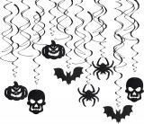 Set de 16 decoratiuni pentru Halloween AirSMall, PVC/plastic, negru
