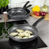 Set 3 tigai, aluminiu, marmorate, negru, 20, 24,28 cm, KingHoff