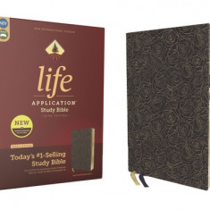 Niv, Life Application Study Bible, Third Edition, Bonded Leather, Navy Floral, Red Letter, Thumb Indexed