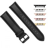 Curea piele compatibila Apple Watch 9|8|7|6|5|4|3|2|1 Series, 49mm|45mm|44mm|42mm, Negru Lucios