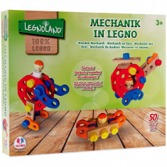 Set constructie cu figurine micul mecanic, 50 de piese, Globo Legnoland