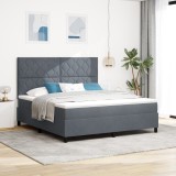 vidaXL Pat box spring cu saltea, gri &icirc;nchis, super king, catifea