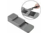 Organizator cuțite pentru sertar, 18 cuțite, plastic, gri, 40x14.5 cm