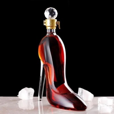 Decantor sticla, forma pantof stiletto, 350 ml, elegant pentru vin si whisky, accesorii pentru servire bauturi premium foto