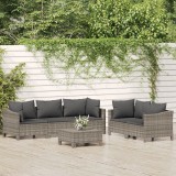 VidaXL Set mobilier de grădină cu perne, 6 piese, gri, poliratan