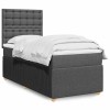VidaXL Pat box spring cu saltea, gri &icirc;nchis, 100x200 cm, textil