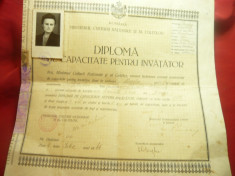 Diploma de Capacitate pt. Invatator in Bacau 1946 cu examinare 1944 foto