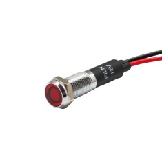 Indicator martor LED plat de panou alama 8mm, 2 fire 20cm, rosu, 12-24V DC, IP67, FL1M-08FW-1-RED