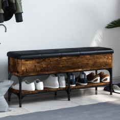 vidaXL Bancă de pantofi, stejar fumuriu, 102x32x45 cm, lemn prelucrat 835179