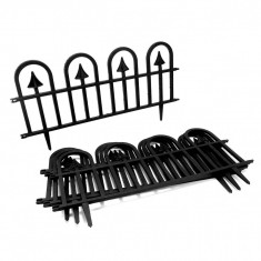 Gard de gradina decorativ, plastic negru, set 4 buc, 60x31 cm foto