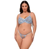 Subblime-957629 Set Sutien și Chilot Brodat Floral Albastru