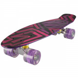 Penny board cu roti luminoase, Action One, 22 PU, Aluminium, 90 kg, Asimetrical Stripes Mov