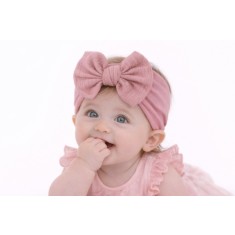 Bentita lila pudra lata cu funda striata aplicata