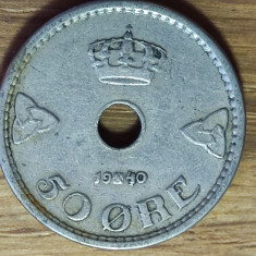 Norvegia - moneda de colectie - 50 ore 1940 - serie rara, an rar - superba !