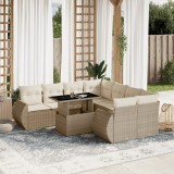 Gossi set canapele de gradina, 9 piese, cu perne, bej, poliratan