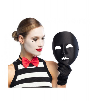 Masca Mime Din Plastic Pentru Carnaval, Haloween Sau Bal Mascat, negru foto