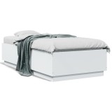 VidaXL Cadru de pat, alb, 75x190 cm, lemn prelucrat