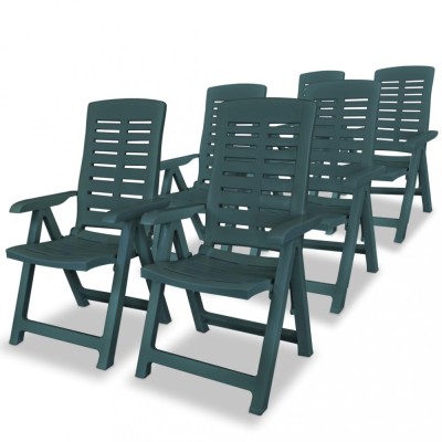 vidaXL Scaune grădină rabatabile, 6 buc., verde, plastic 275070 foto